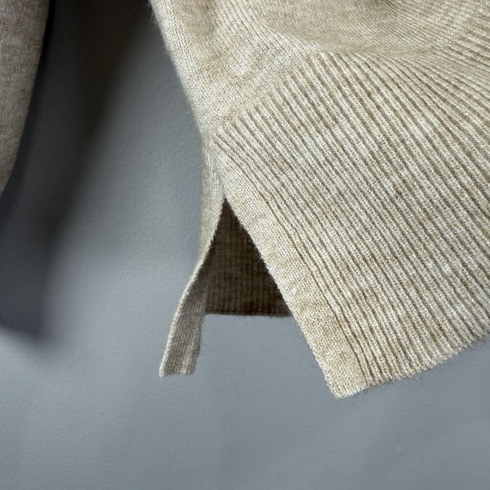 Rae Dunn Women's Size M "WEEKEND." Beige Crew Neck Knit Sweater Minimalist - Picture 7 of 8